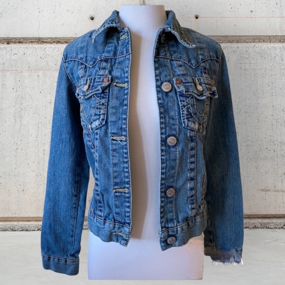 True religion Distressed denim jacket size S